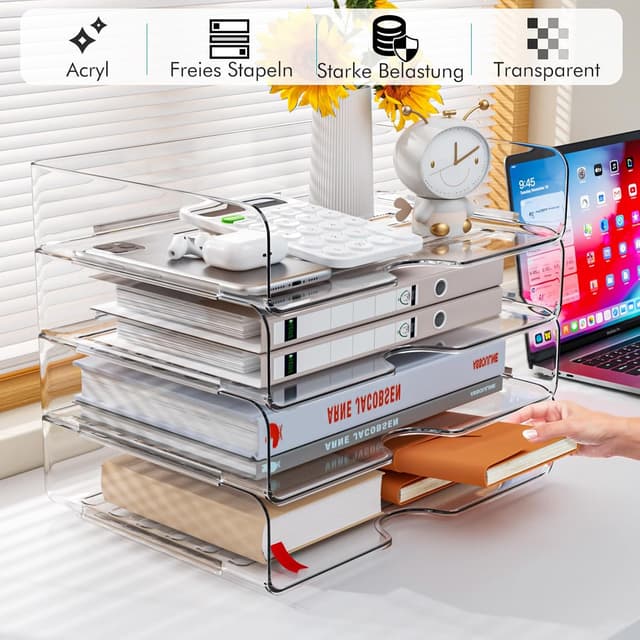 Detalle 2 de 4 Stück Acryl Briefablage A4 stapelbar