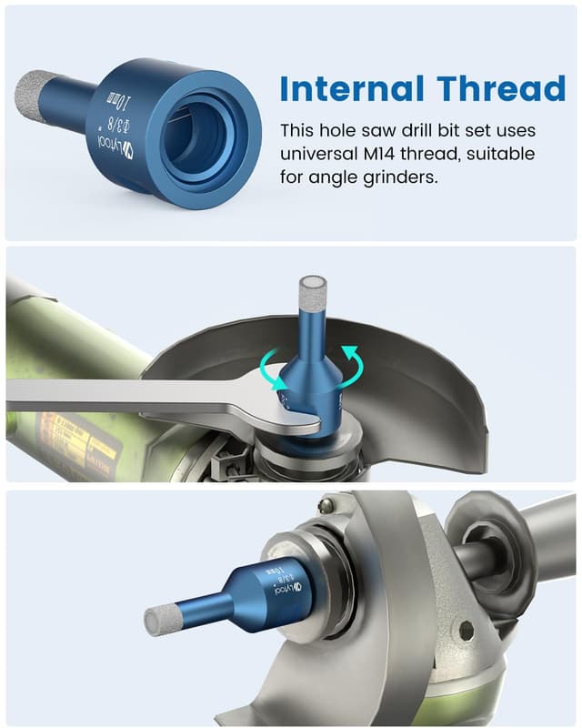 Detalle de Coffret 5 forets diamantés pour carrelage Lytool (6/6/8/10/20 mm) pour perceuse d’angle M14