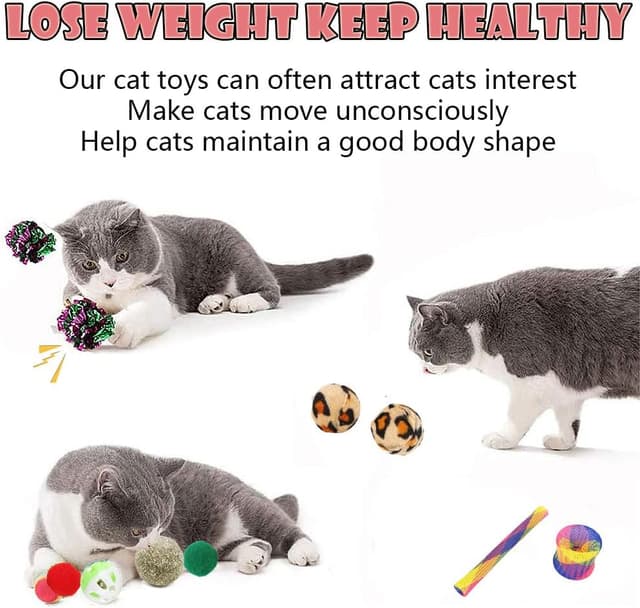 Thumbnail 6 de Speedy Panther 21 Pack Cat Toys Set for Indoor Cats: 3-Level Ball Tower & Self-Play Interactive Kit