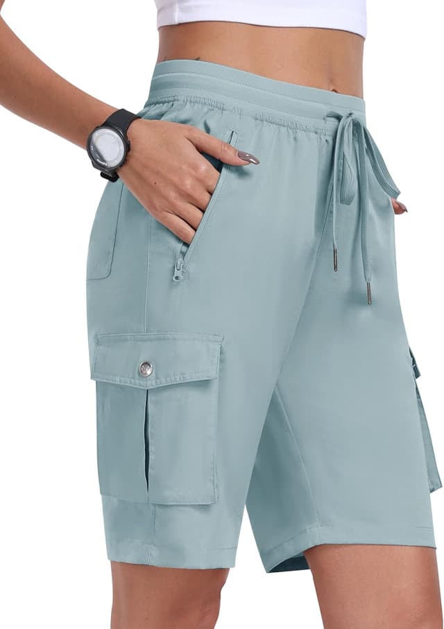 Detalle de MoFiz Pantaloncini cargo trekking da donna in bermuda estiva con 6 tasche