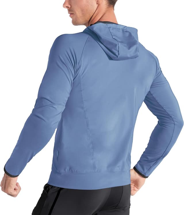 Detalle de BROKIG Leichte Hoodie Herren – schnelltrocknende Laufjacke mit Kapuze und Reißverschluss