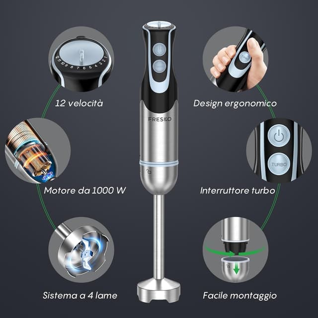 Thumbnail 1 de FRESKO HB3302 1000 W Frullatore a immersione