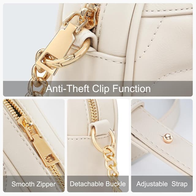 Detalle de HILAEX sac bandoulière femme antivol en cuir PU – petit sac à main avec bandoulière réglable et amovible