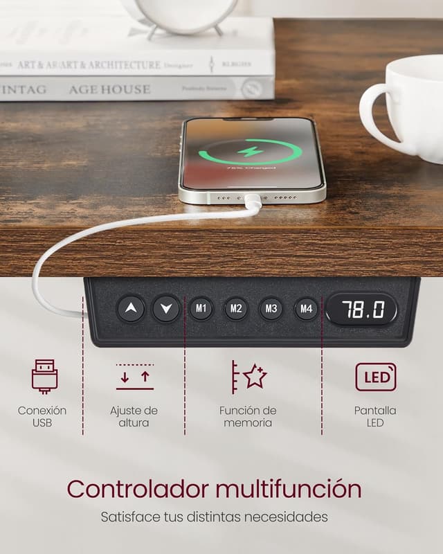 Detalle 1 de VASAGLE scrivania elettrica 72-120 cm