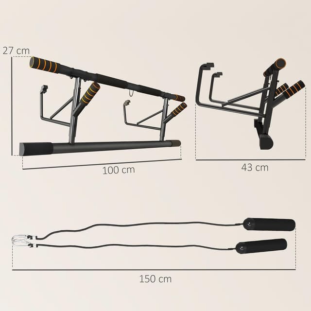 Thumbnail 6 de SPORTNOW Barre de traction porte avec bandes
