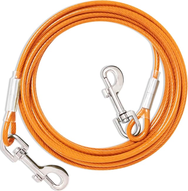 Detalle de Tie Out Leinen für Hunde (3/6/9/15 m) – 3 m Hofleine mit 360°-Drehclip für mittlere bis große Hunde (Orange)