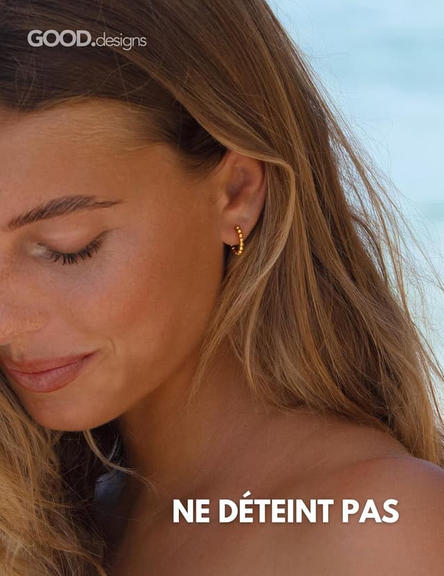 Detalle de GD GOOD.designs – Créoles en acier inoxydable pour femmes avec boules (15 mm), hypoallergéniques