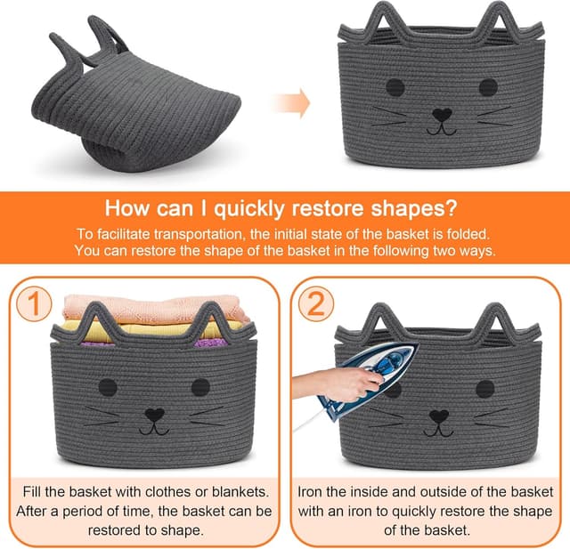 Detalle 2 de Goodheim Cesto portaoggetti in cotone gatto grigio