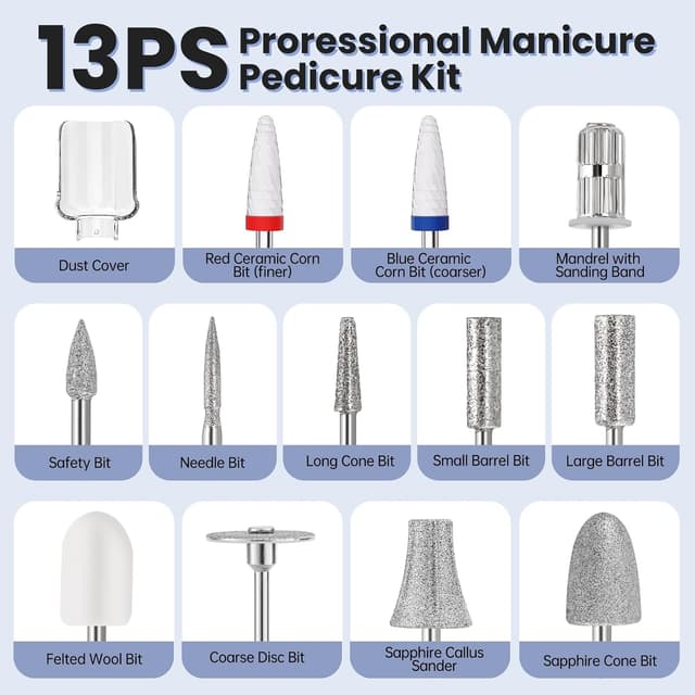 Thumbnail 4 de Cordless Electric Nail Drill 12 in 1 Kit Grey