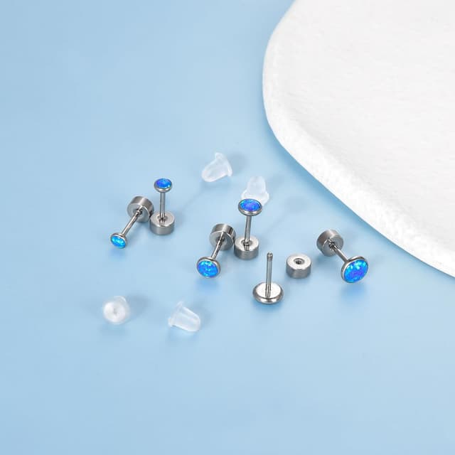 Detalle de Titan Ohrstecker G23 mit Schraubverschluss und Zirkonia (3/4/5 mm) – hypoallergen für Damen, Herren & Kinder
