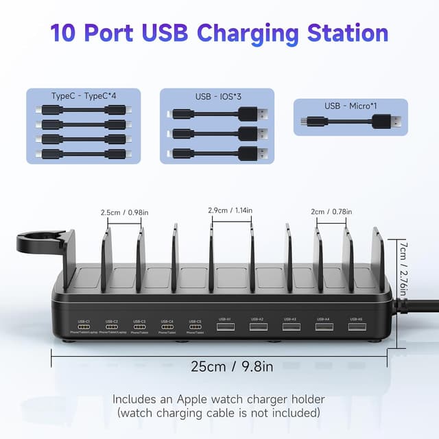 Detalle 2 de MERGROLY 320W 10-Port Fast Charging Station