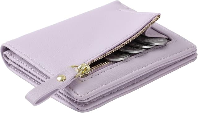 Detalle 2 de RRANCharltu Damen Geldbörse klein aus (Kunst-)Leder mit Reißverschluss, Hellviolett