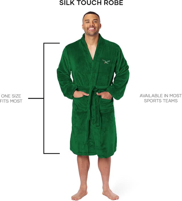 Detalle 1 de Northwest NFL Philadelphia Eagles Retro Adult Unisex Silk Touch Bathrobe (Large/X-Large) - Green