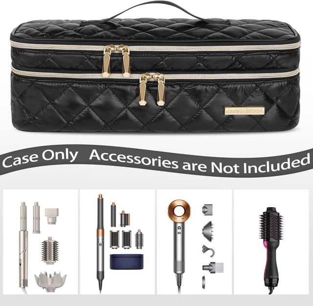 Detalle 1 de CANBOX Travel Carrying Case for Hair Dryer Tools (Shockproof Double-Layer) – Black