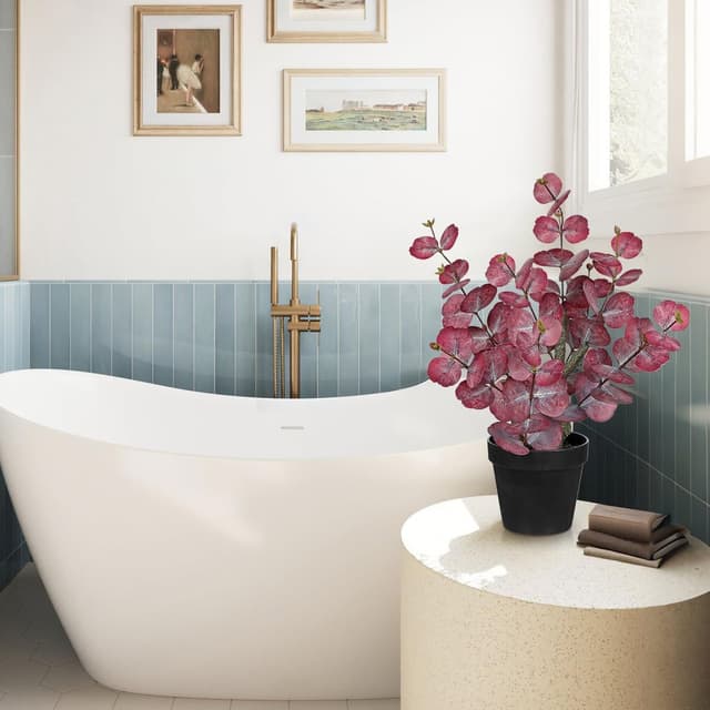 Detalle de Arborus 46cm Tall Artificial Eucalyptus Plant in Black Pot (Silver Dollar Red Eucalyptus look)