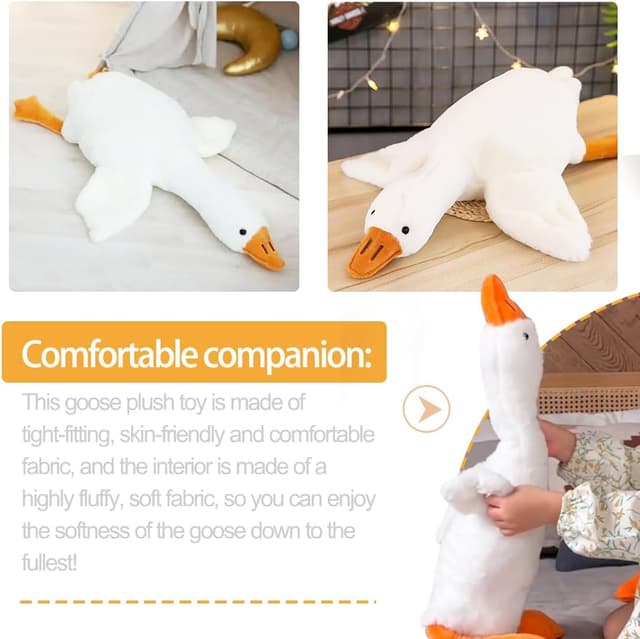 Thumbnail 6 de Zaloife Peluche Oie géante 50 cm — doudou pour câlins et décoration, à récupérer après compression sous vide