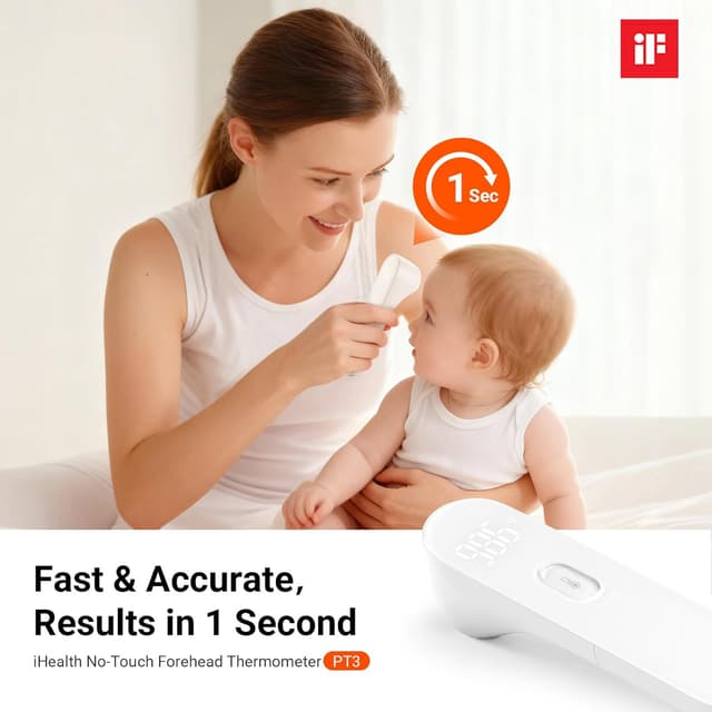 Detalle 2 de iHealth No-Touch Forehead Thermometer (PT3) – digital infrared, touchless for adults and kids