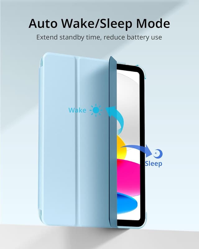 Detalle de CACOE Case for iPad A16 11th/10th Generation with Screen Protector (11/10.9 inch) – Light Blue