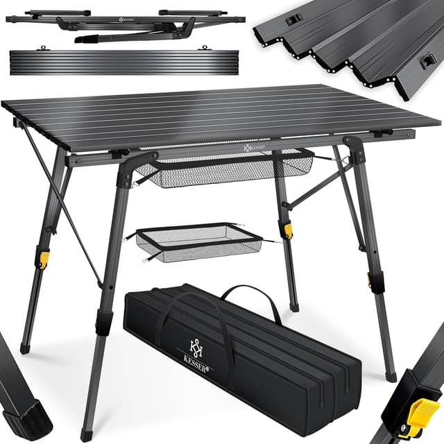 Detalle de KESSER Campingtisch faltbar 90x53 cm Holz-Optik