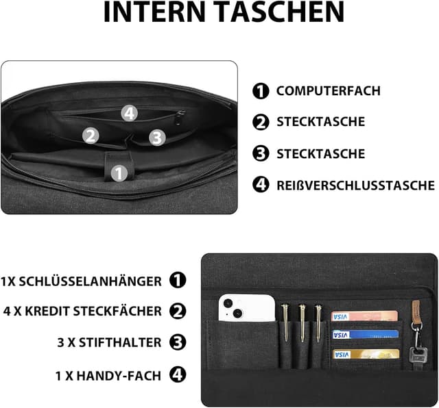 Thumbnail 5 de Leathario Umhängetasche 15,6 Zoll