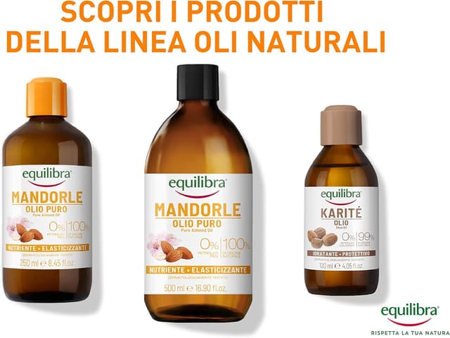Detalle de equilibra Corpo Olio di Mandorle Dolci Puro protettivo, nutriente ed elasticizzante (2 x 500 ml) per smagliature in gravidanza o dieta ipocalorica