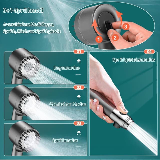 Thumbnail 2 de Arbudspro Duschkopf mit Filter 4 Strahlarten