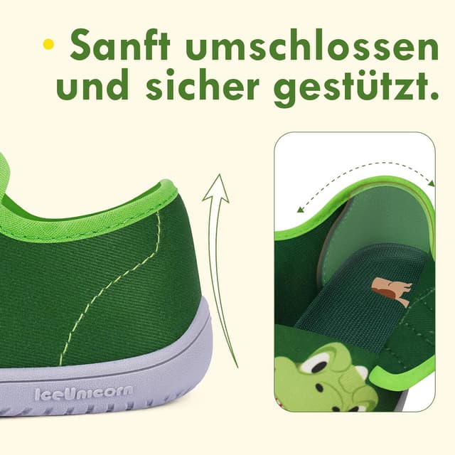 Detalle 2 de IceUnicorn Kinder-Hausschuhe mit Klettverschluss – atmungsaktiv, rutschfest und mit Zehenschutz