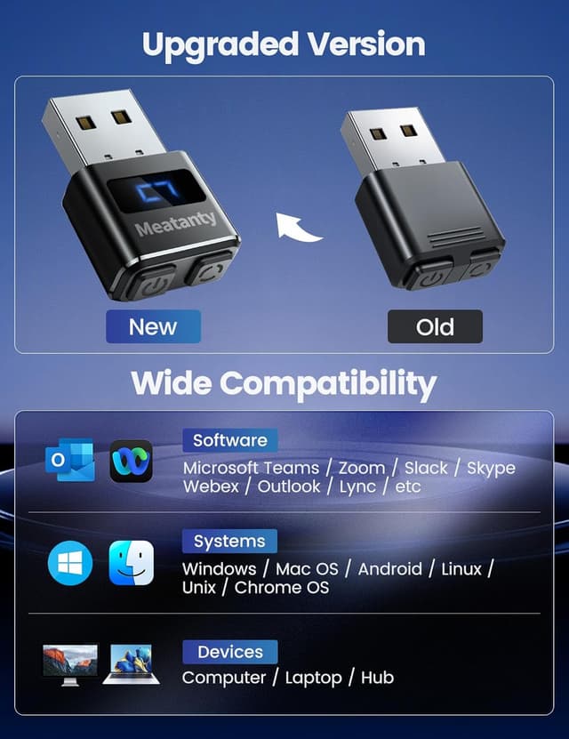 Detalle 2 de Meatanty Upgraded 2 Buttons USB Mouse Jiggler (driver-free, with display & mode switch)