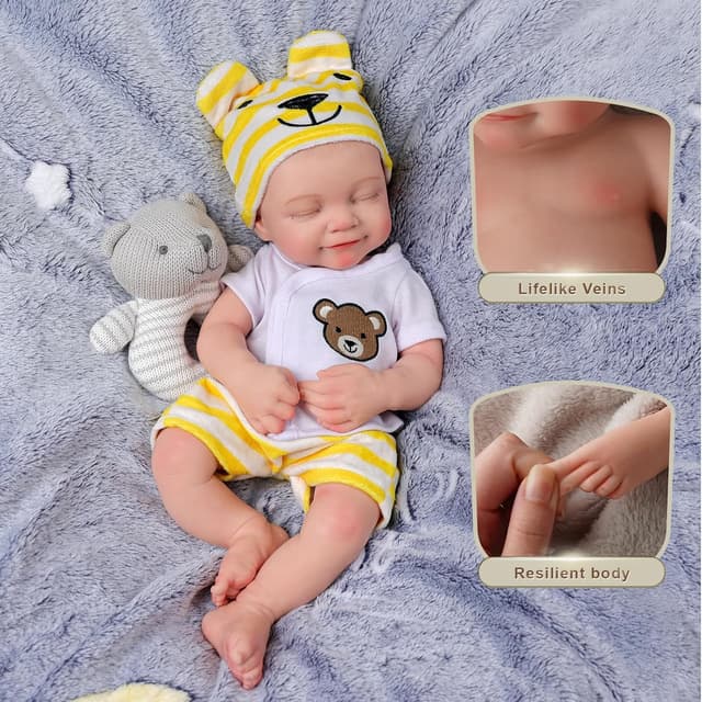 Detalle 2 de BABESIDE Lifelike Reborn Baby Doll 16" Full Platinum Silicone (Sleeping Baby Girl)
