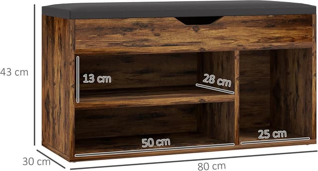 Thumbnail 2 de HOMCOM Banc à chaussures 2 niveaux Bois acajou