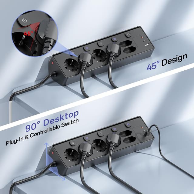 Thumbnail 3 de KEMELO Ciabatta Multipresa con protezione da sovratensioni, 6 prese AC e 3 USB (PD 30W) con interruttore