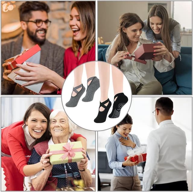 Thumbnail 6 de flintronic Calzini antiscivolo yoga donna con cinturino incrociato per pilates, balletto e danza