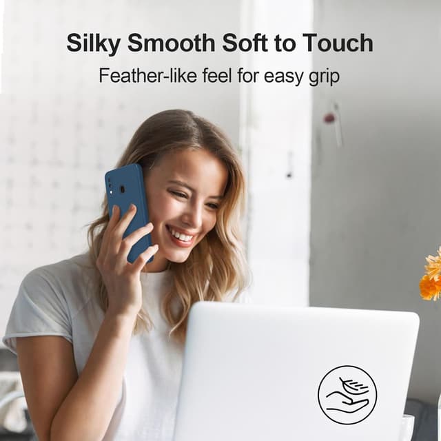 Detalle 2 de GiiYoon Liquid-Silicone-Hülle für Samsung Galaxy A20e – Rundumschutz mit weichem Mikrofaserfutter (blau)