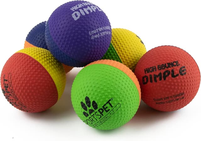 Detalle de SPORTSPET High Bounce Natural Rubber Dog Balls (High Bounce Dimple 6 Pack, 61mm)
