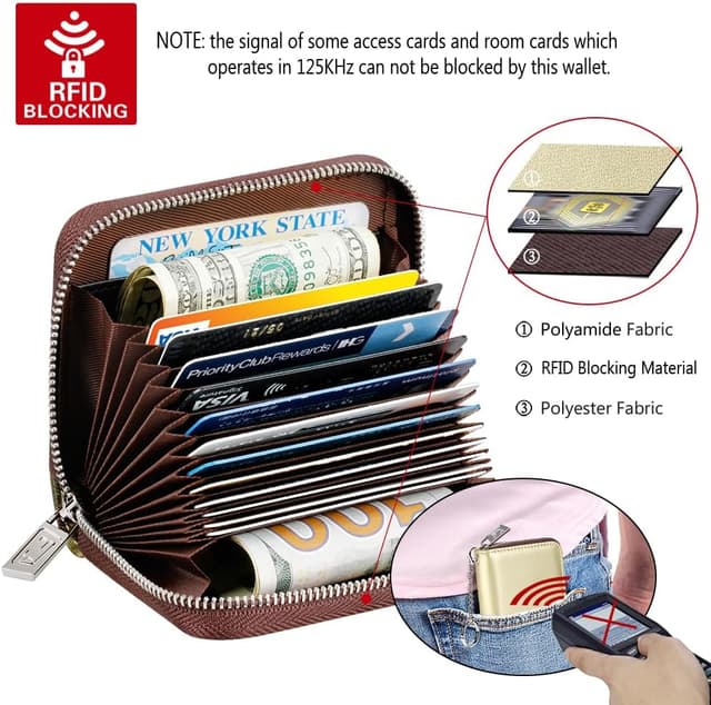 Detalle de FurArt credit card wallet with zip, RFID blocking and keychain — compact card holder