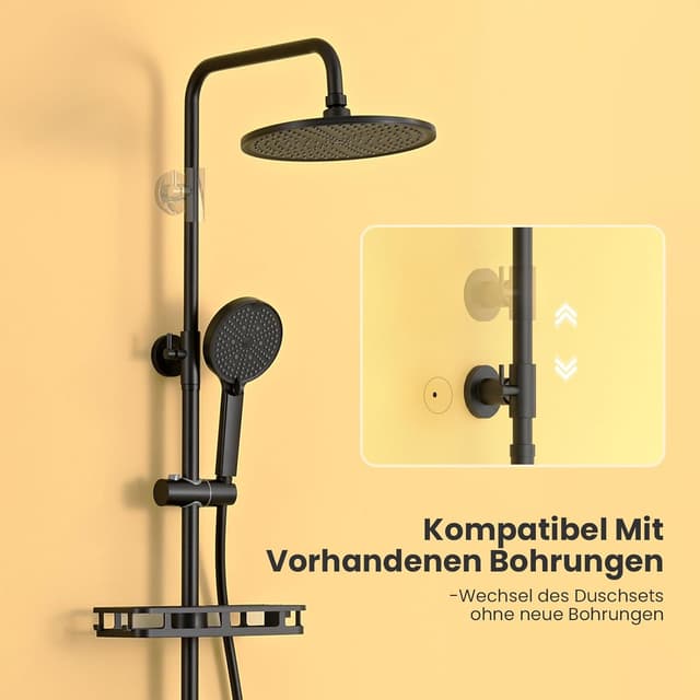 Detalle 2 de Auralum Regendusche Set 250 mm Edelstahl