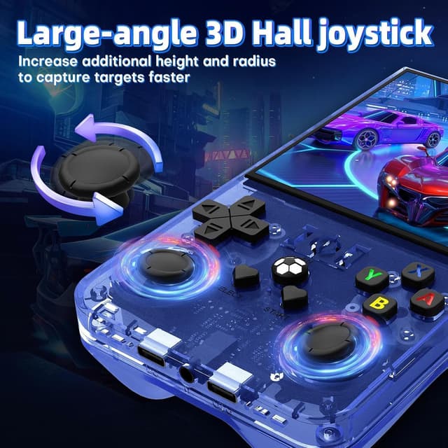 Detalle de Retro Handheld Game Console R36MAX mit 4,0" IPS-HD-Display, 4.000-mAh-Akku und vorinstallierten Spielen (blau)