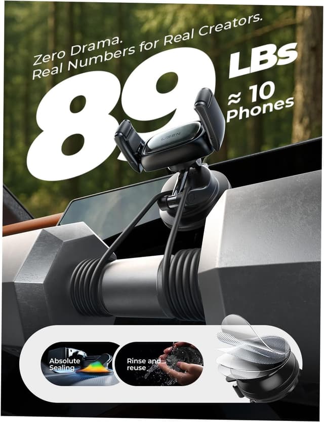 Detalle 2 de LISEN Suction Phone Mount (Auto-Adjusting, One-Touch Vacuum Holder) for Car Dash
