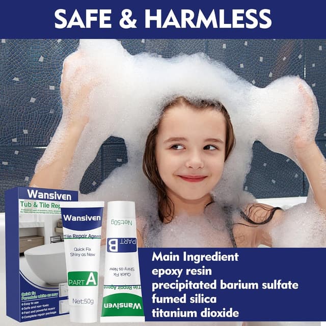 Detalle de Wansiven Kit di riparazione vasca da bagno e doccia in resina epossidica (bianco), 100 g