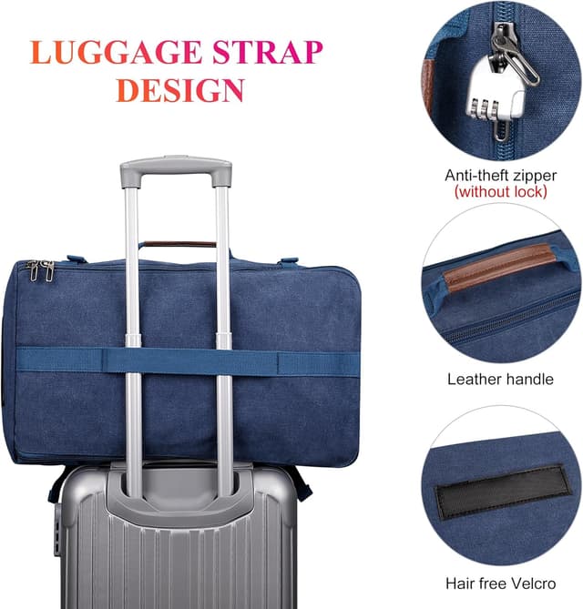 Detalle de WITZMAN Reiserucksack Herren Canvas (A519-1) – Groß, dunkelblau, bis 16-Zoll-Laptop