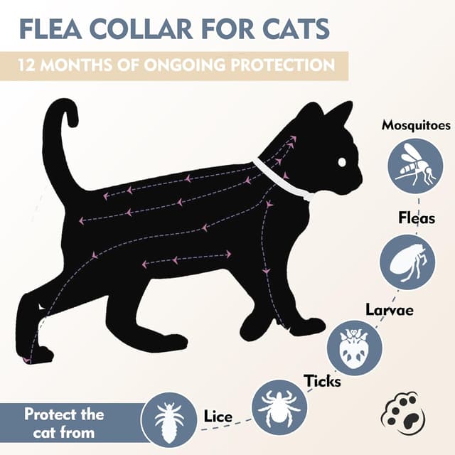 Detalle de Collier anti-puces pour chats réglable et imperméable (48 cm) – protection jusqu’à 12 mois, huiles essentielles