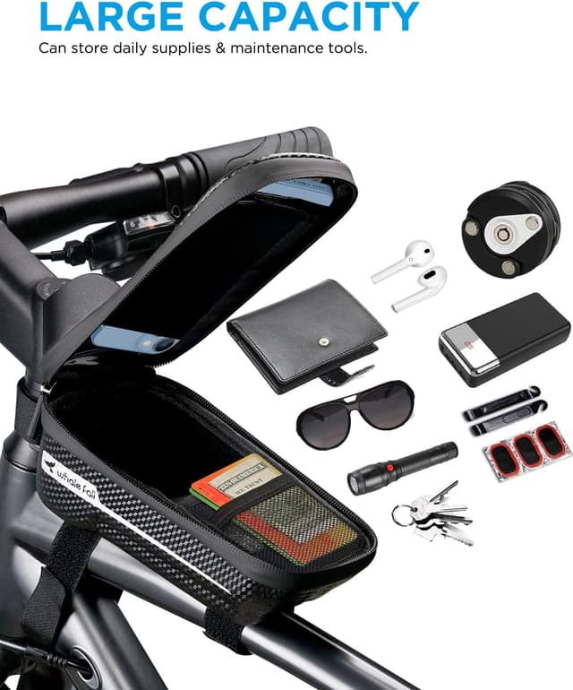 Detalle de whale fall Bike Phone Holder Waterproof Top Tube Bag (Phones up to 7") with Hard EVA Case & Touchscreen