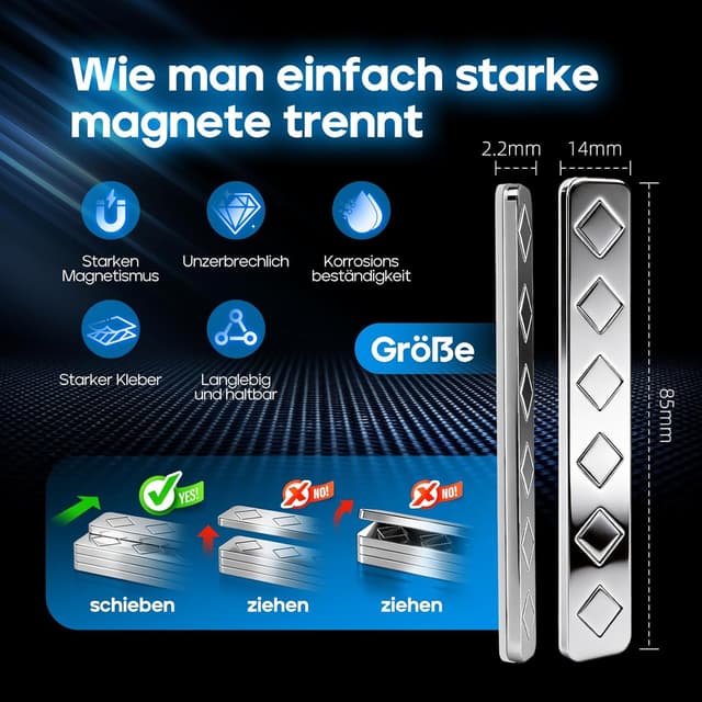 Detalle de Giantzhong Magnetstreifen selbstklebend (8 Stück) – extra stark für Küche, Büro & Kühlschrank