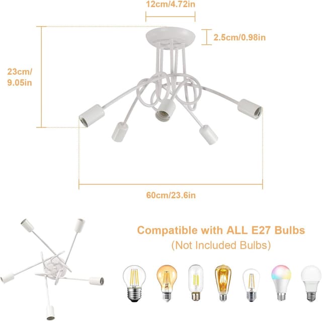 Thumbnail 8 de Toolight Lámpara de Techo Vintage Blanco 5-Luz