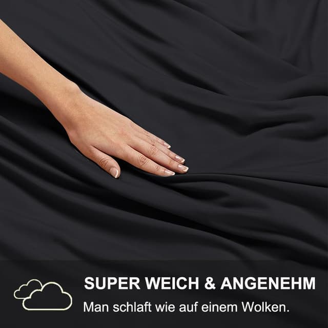 Detalle de Kissenbezug 40x40 2er Set Kopfkissenbezug (Schwarz) aus 100% Mikrofaser, bügelfrei & knitterfrei mit Reißverschluss