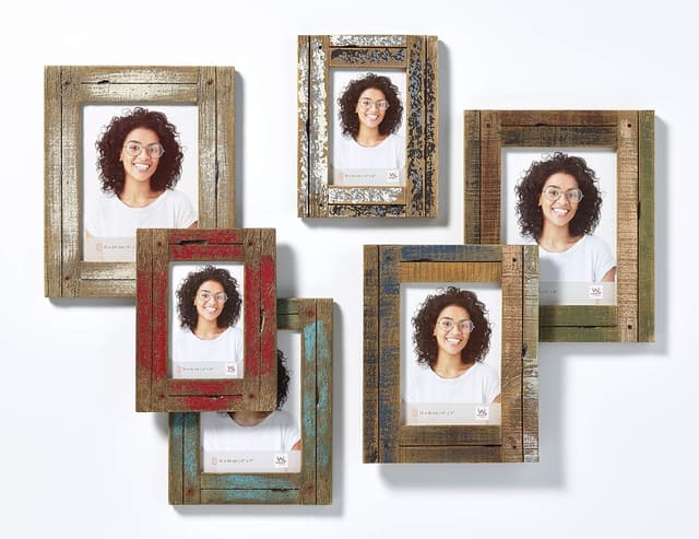 Detalle 2 de Walther Design cadre photo crème/bleu Dupla Portrait YA520C – profil rustique 15 x 20 cm