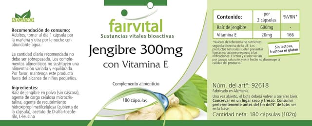Thumbnail 4 de Fairvital Jengibre 300mg con Vitamina E - Vegan, 180 Cápsulas