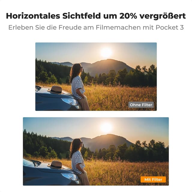 Detalle 2 de K&F CONCEPT 1.2X anamorphotisches Filter für DJI Osmo Pocket 3 (Blue Streak Effekt)