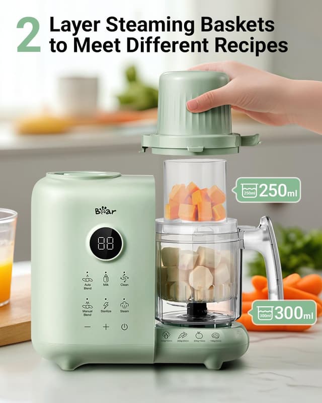 Thumbnail 4 de Bear Baby Food Blender with Two Layer Steam Baskets