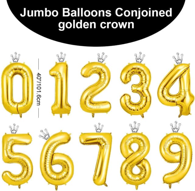 Thumbnail 3 de AOOSU Globo Cumpleaños Oro Corona 101 cm